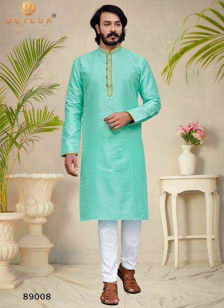 Teal Green Colour Outluk 89 New Latest Designer Ethnic Wear Silk Kurta Pajama Collection 89008